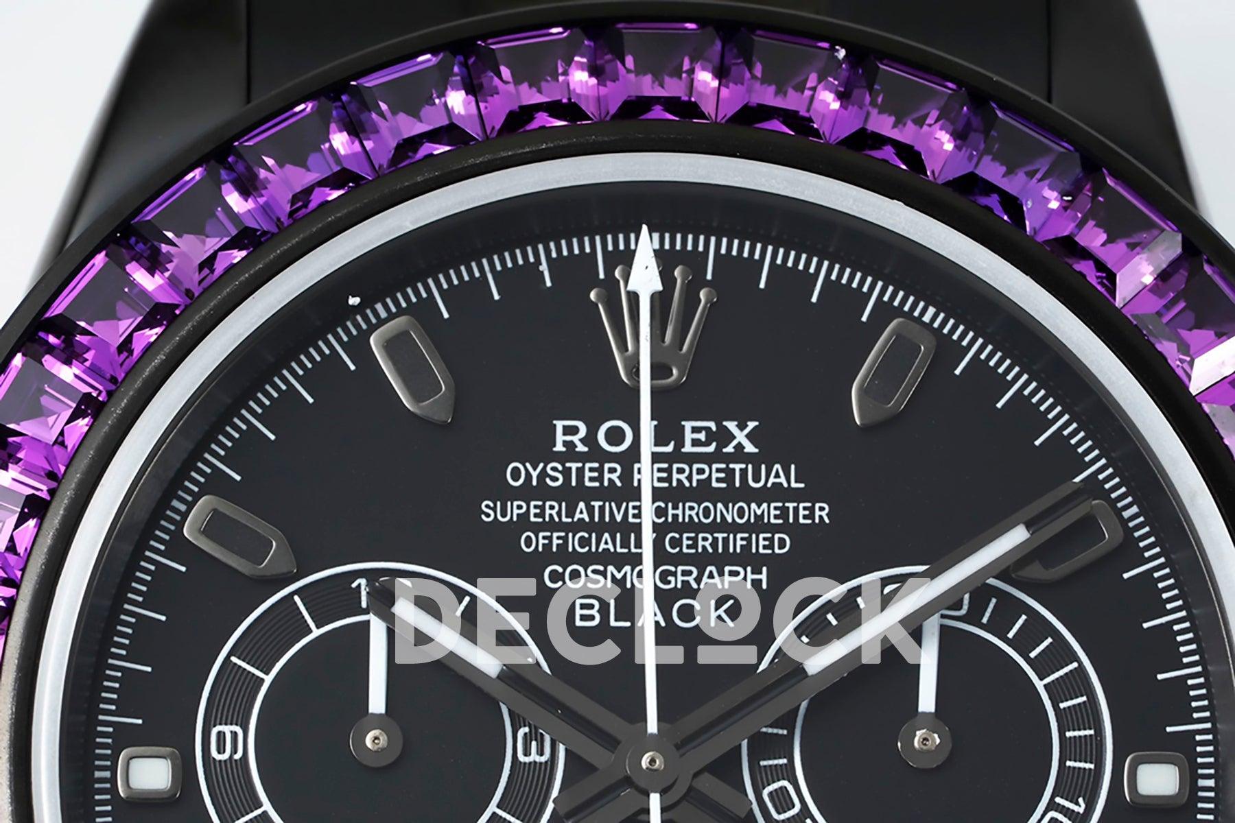 Replica Daytona Blaken Purple Diamonds Bezel Dial on PVD Bracelet –